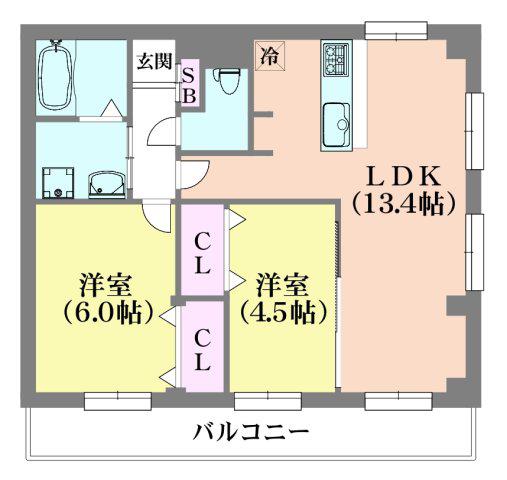 ウィングパレス(2LDK/1階)の間取り写真