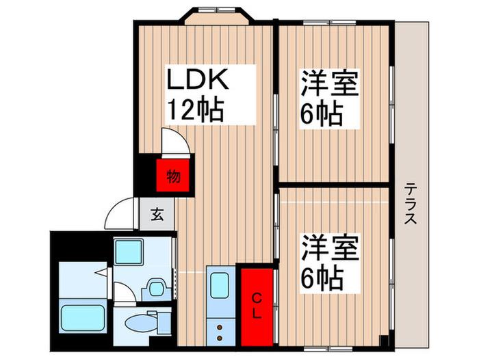 ラレーブ津田沼(2LDK/1階)の間取り写真