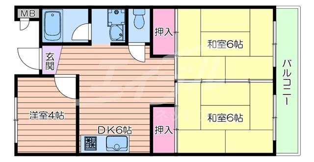 グリーンハイツ正雀(3DK/3階)の間取り写真
