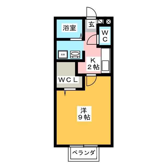 グランディール新正(1K/1階)の間取り写真