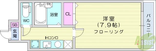 エルミタージュ(1K/3階)の間取り写真