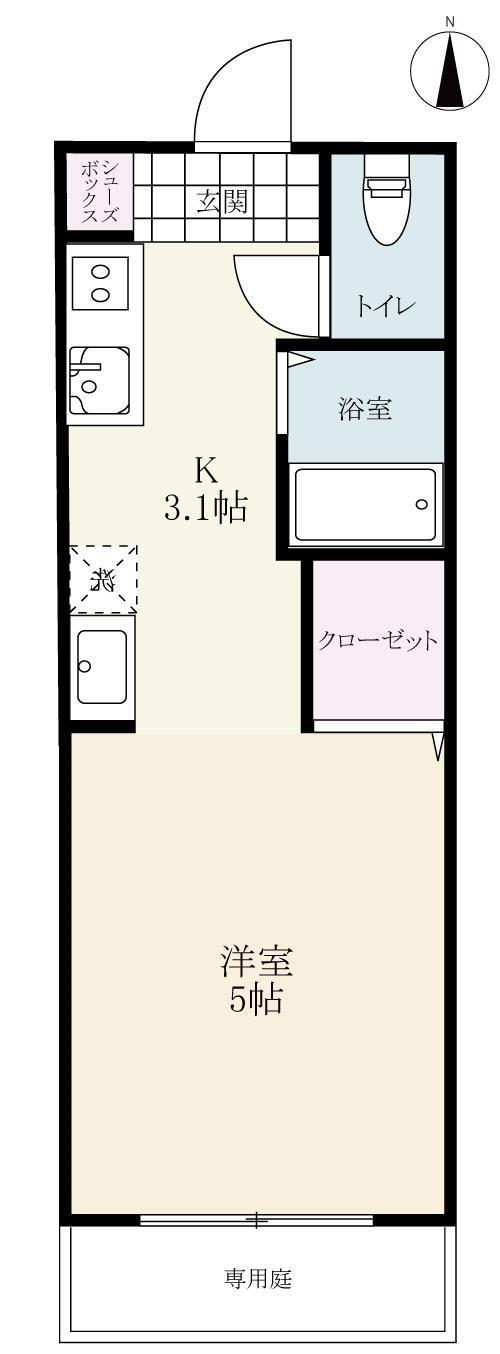オレンジコーポ(1K/1階)の間取り写真