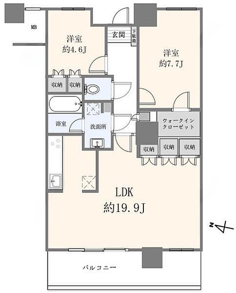 イーストコモンズ清澄白河セントラルタワー(2LDK/27階)の間取り写真