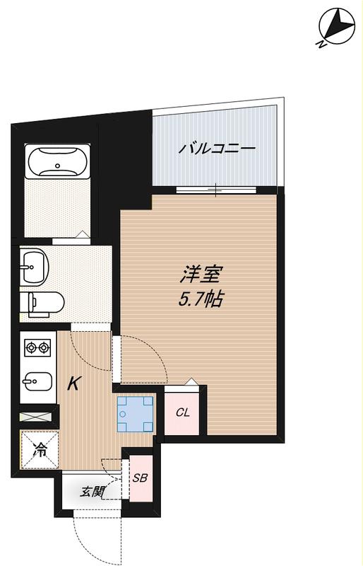 アイディ品川25(1K/4階)の間取り写真
