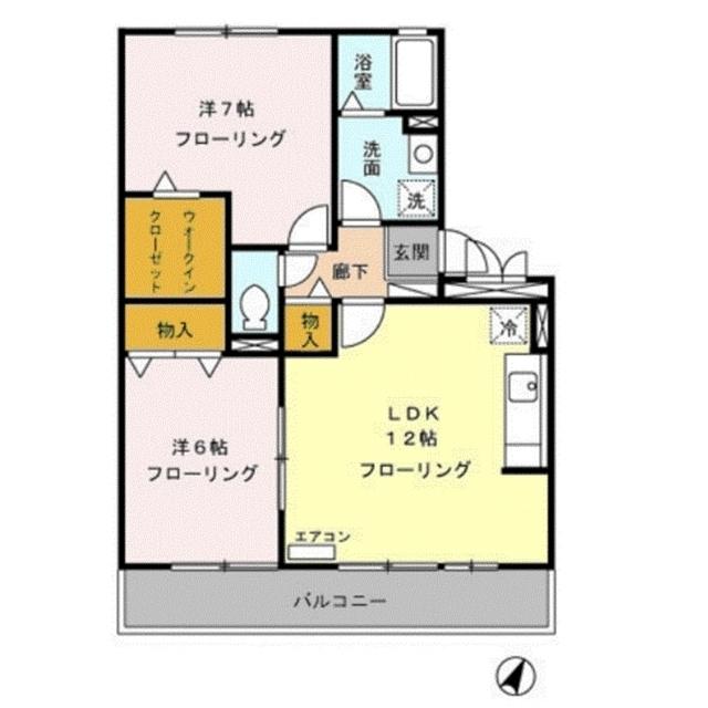 賀茂川ガーデンプレイスA(2LDK/1階)の間取り写真