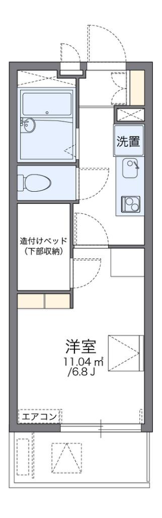 レオパレスセジュール高槻(1K/1階)の間取り写真