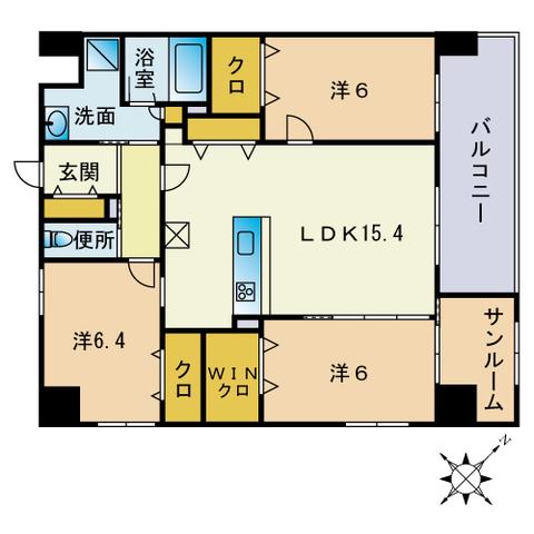 A-STYLE 六本松(3LDK/6階)の間取り写真