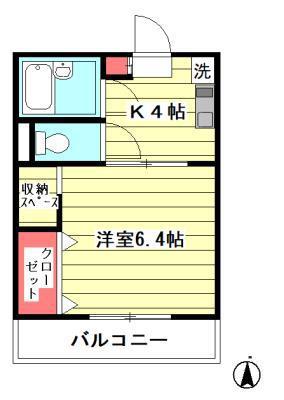メゾンヒロ(1K/2階)の間取り写真
