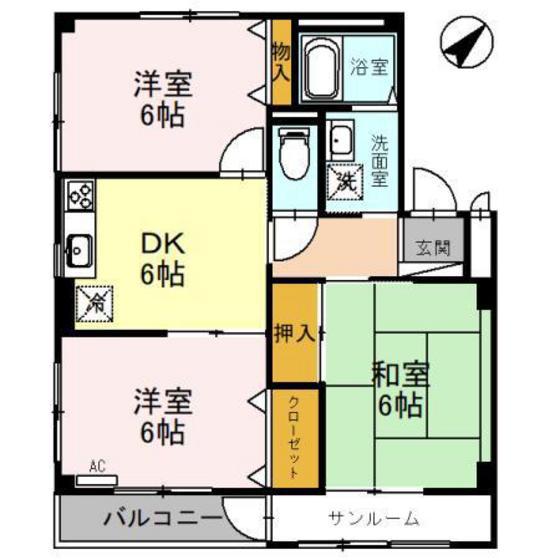アネックス(3DK/3階)の間取り写真