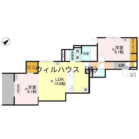 ラ メゾン ピック 中百舌鳥2(2LDK/1階)の間取り写真