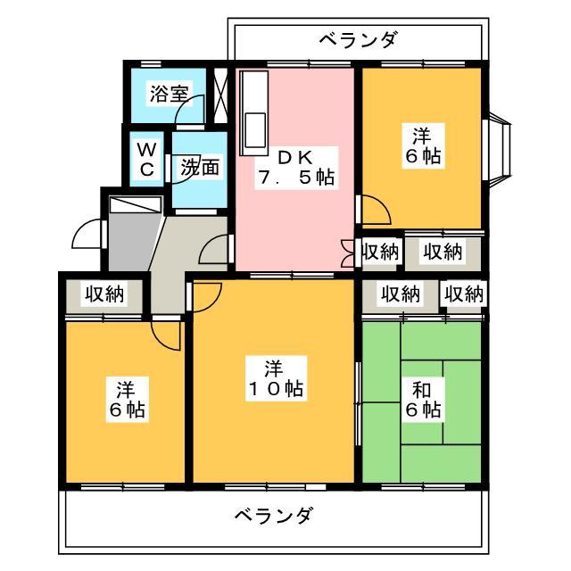 クレールいわた(4DK/1階)の間取り写真