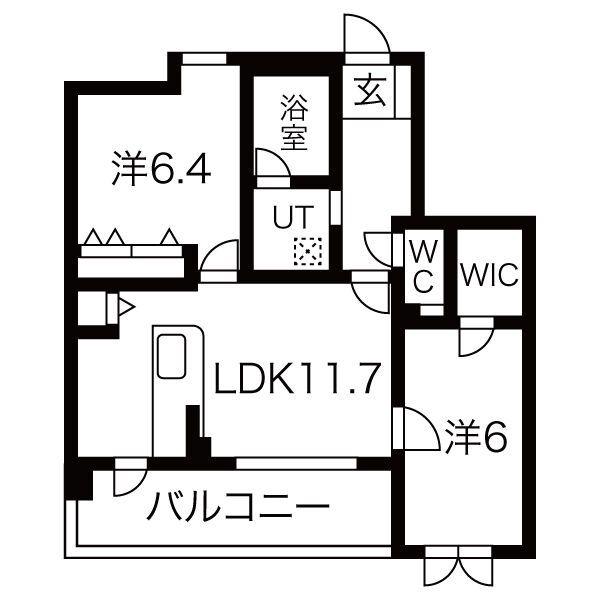 ハッピーコート飾磨(2LDK/2階)の間取り写真