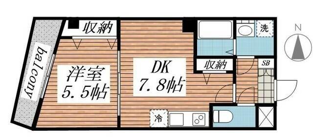 GOLDSTAR(1DK/3階)の間取り写真