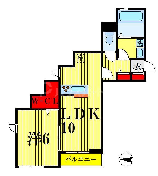 イシス イースト(1LDK/1階)の間取り写真
