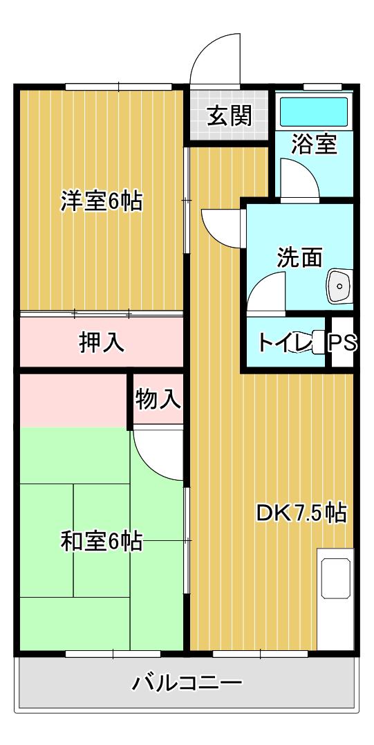 メゾンカンダ(2DK/1階)の間取り写真