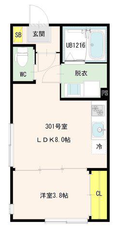 KAWA RESIDENCE(1LDK/3階)の間取り写真