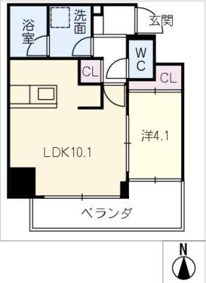 ラ・メゾンフィル御園(1LDK/10階)の間取り写真