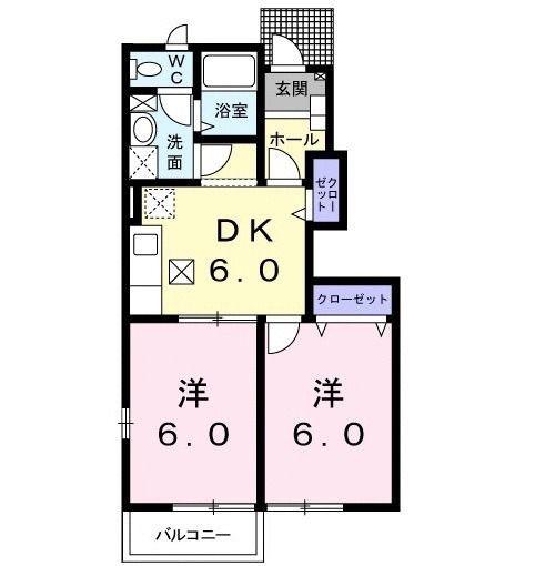 サンビューコート(2DK/1階)の間取り写真