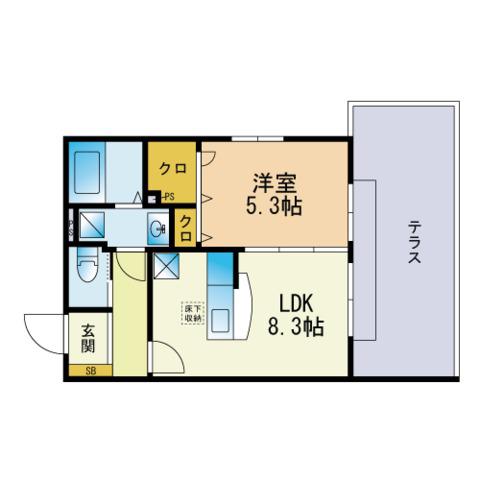 ROCCO山田(1LDK/1階)の間取り写真