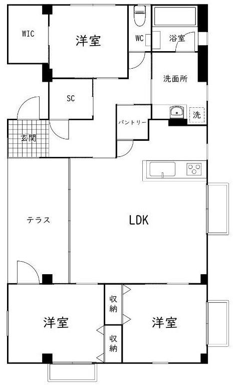 山手の棲み家(3LDK/3階)の間取り写真