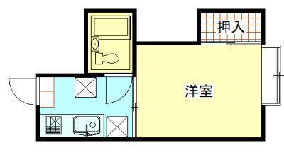リバーサイド川元B(1K/2階)の間取り写真