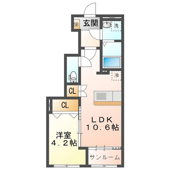 BELLE POIRE(1LDK/1階)の間取り写真