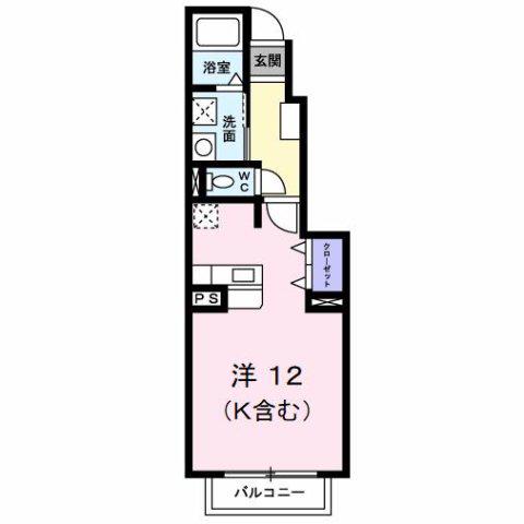 グランデフィC棟(ワンルーム/1階)の間取り写真