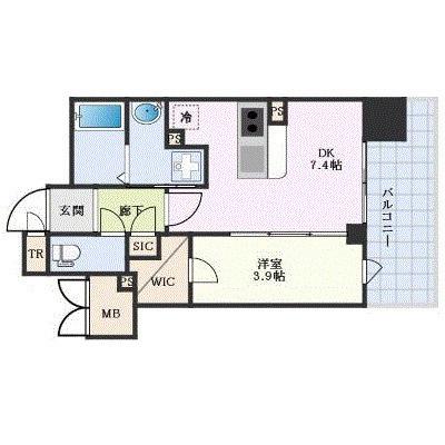 LA WAISON NAMBA ウエスト(1DK/10階)の間取り写真