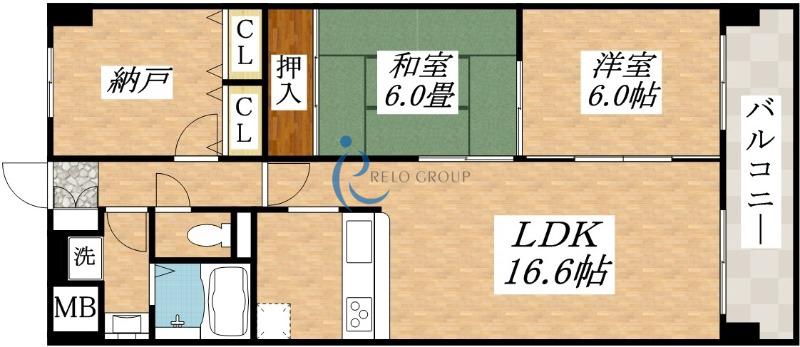 ベルアーバニティ平野(3LDK/2階)の間取り写真