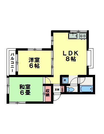 ソファレマリーナ B(2DK/2階)の間取り写真