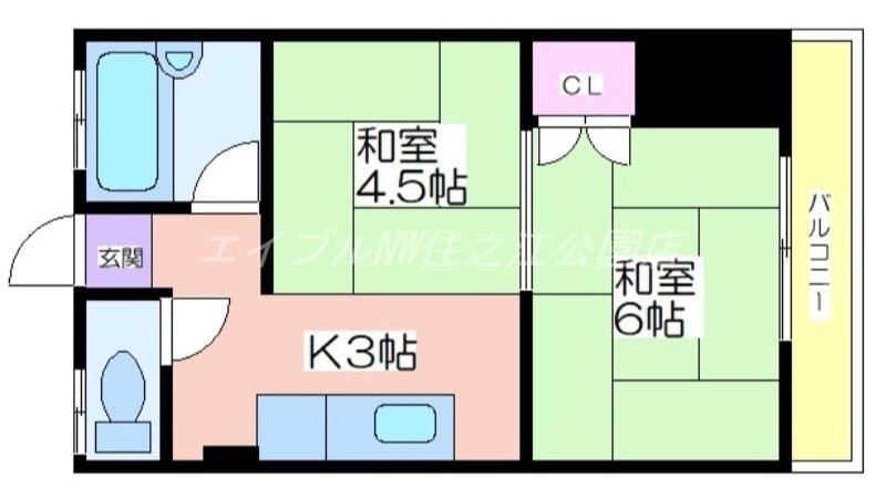 エイトビル岸里(1DK/3階)の間取り写真