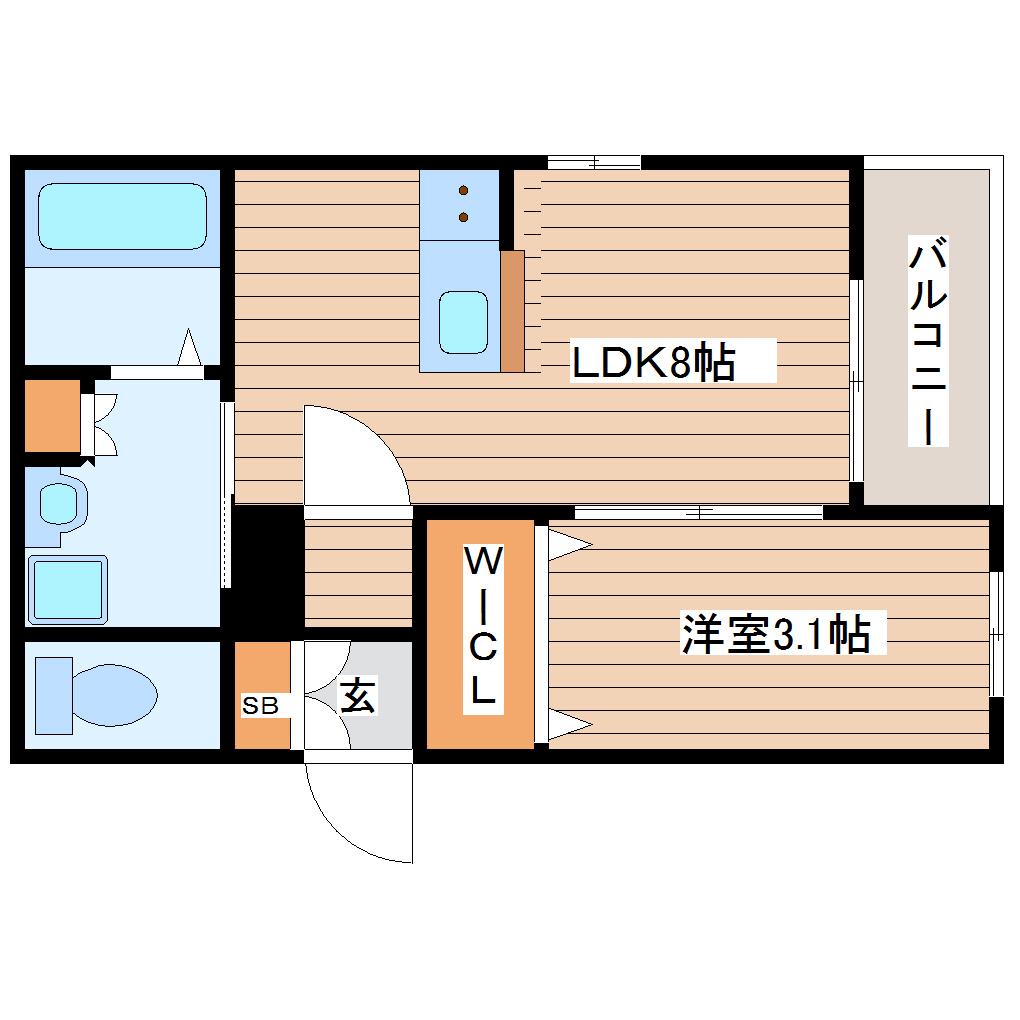 FOREAL長町グランデ(1LDK/3階)の間取り写真