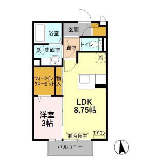 ダイアリー(1LDK/2階)の間取り写真
