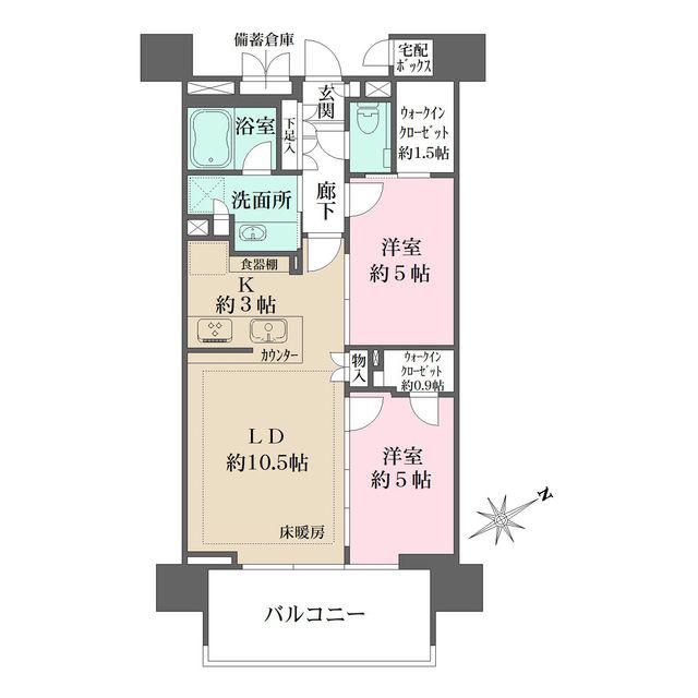 ザ・パークハウス東中野プレイス(2LDK/7階)の間取り写真