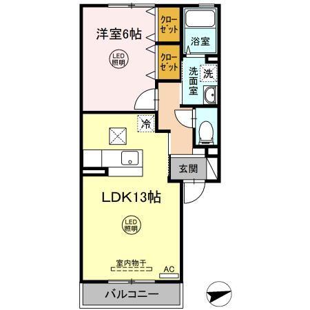 プリーマヴェールB(1LDK/1階)の間取り写真