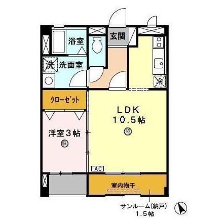 サンフラワー(1LDK/2階)の間取り写真