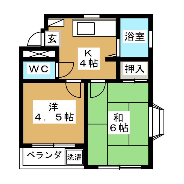 山本ビル(2K/2階)の間取り写真