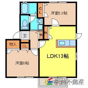 ビューハイム(2LDK/2階)の間取り写真