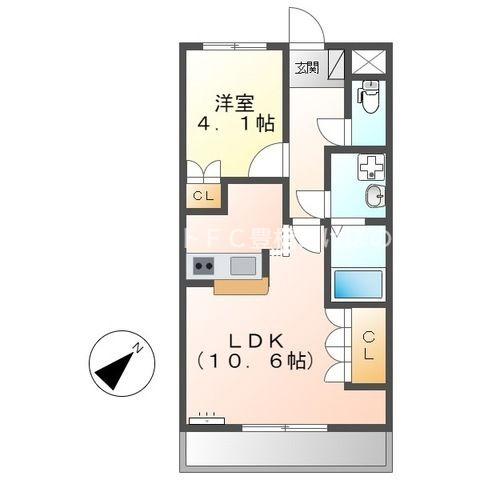 エスポワールハイム(1LDK/2階)の間取り写真