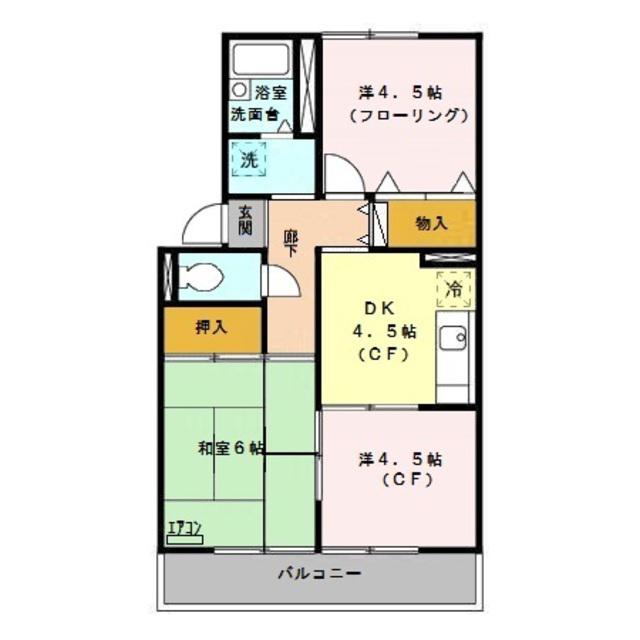 プラムワン(2DK/2階)の間取り写真