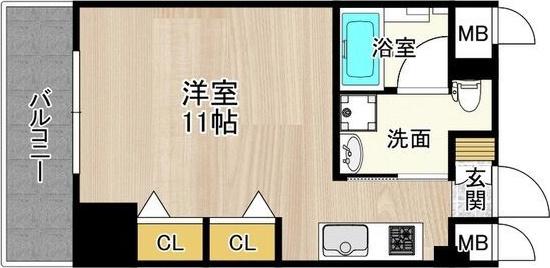 CITY SPIRE日本橋高津(ワンルーム/14階)の間取り写真