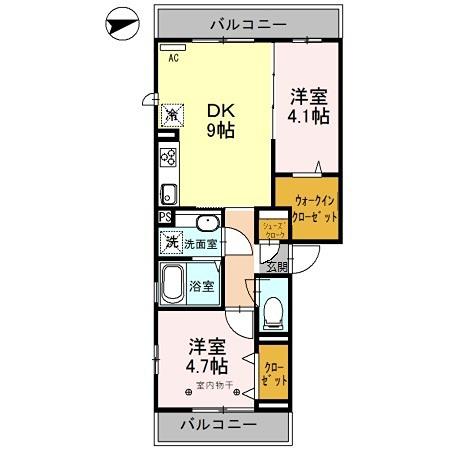ルピナス(2DK/3階)の間取り写真