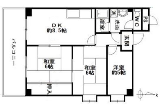 モンテメール六甲(3DK/4階)の間取り写真