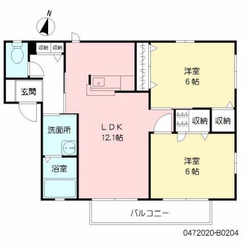 アベニールKHS(2LDK/2階)の間取り写真