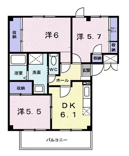 ミノリハイツ(3DK/2階)の間取り写真