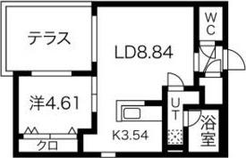 HARMONIA(1LDK/1階)の間取り写真
