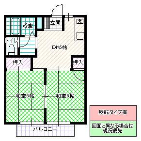 シティハイツ吉田(2DK/2階)の間取り写真