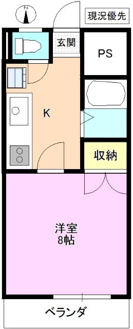 サンジェルマン(1K/2階)の間取り写真
