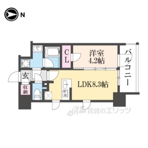 エステムコート京都ステーションⅡ(1LDK/5階)の間取り写真