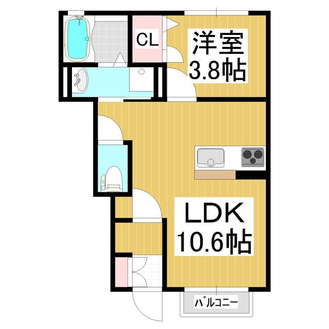 テラス クレイン(1LDK/1階)の間取り写真